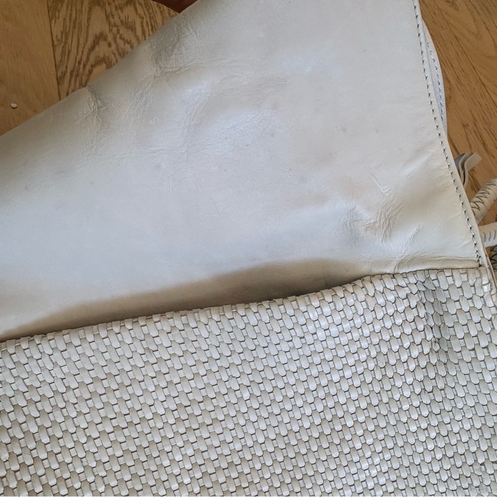 Christopher Kon Woven Leather White Tote Bag - Picture 13 of 15